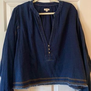 NWOT Anthropologie Pilcro lightweight denim top, size XL, deep v-neck, flowy.